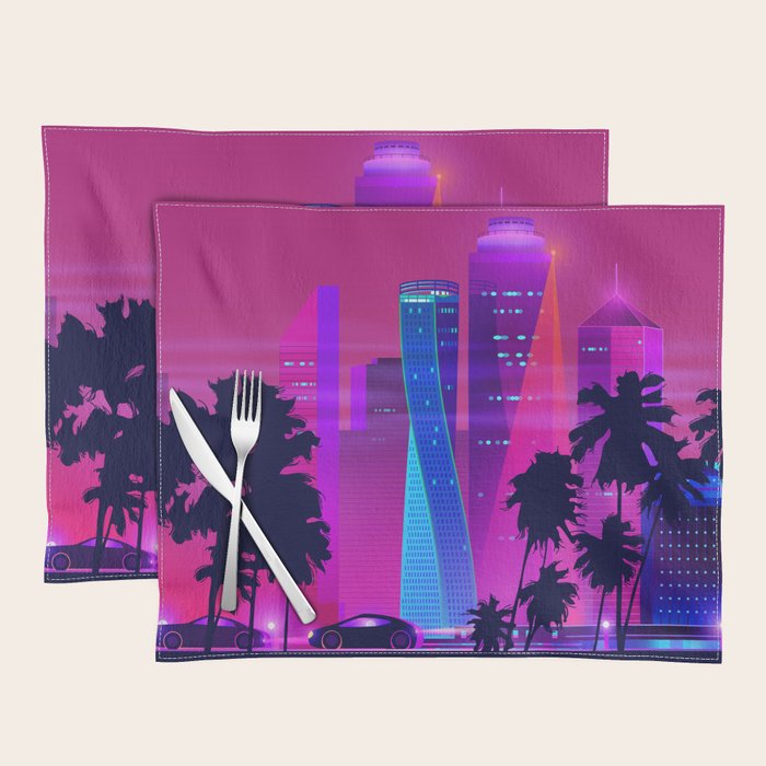 Synthwave Neon City #15: Vice city Placemat Gallery Image 1