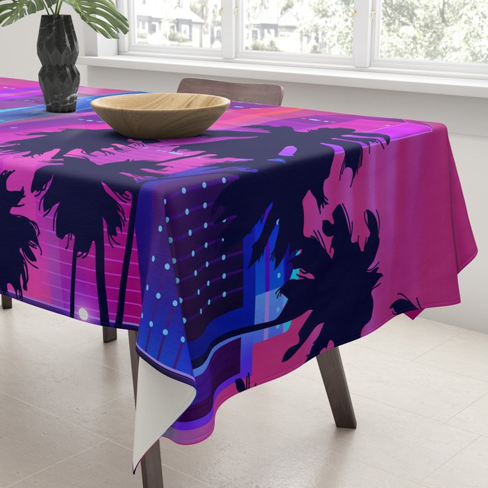 Synthwave Neon City #15: Vice city Tablecloth Gallery Image 3