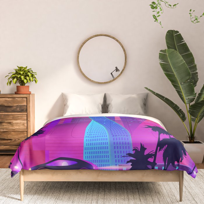 Synthwave Neon City #15: Vice city Comforter Gallery Image 3