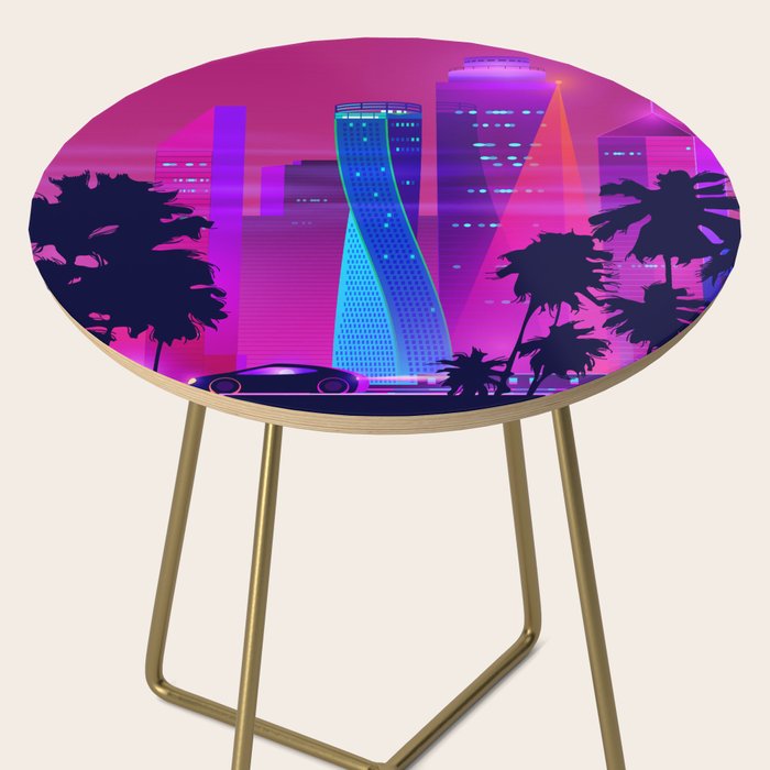 Synthwave Neon City #15: Vice city Side Table Gallery Image 2