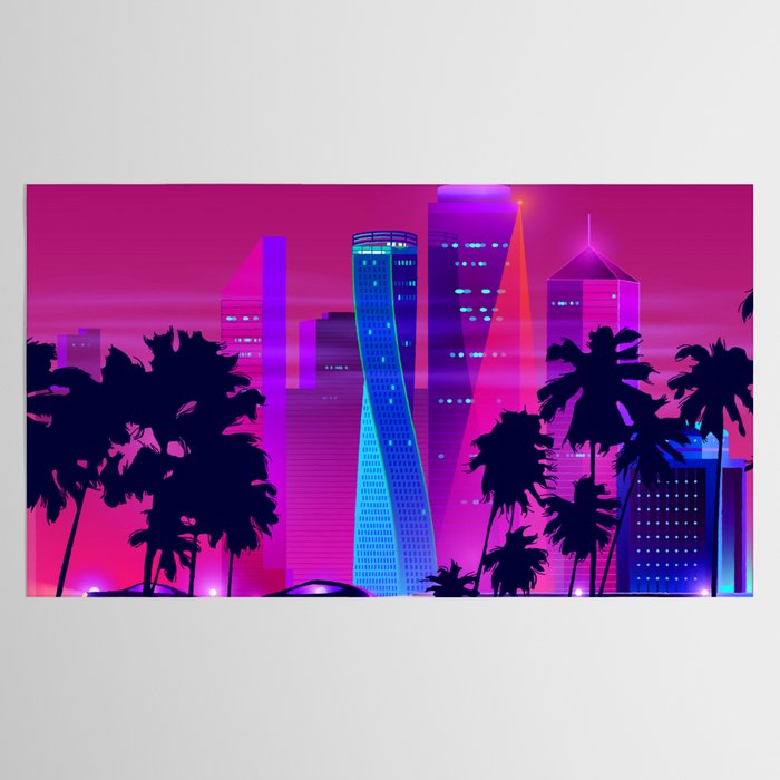 Synthwave Neon City #15: Vice city Tablecloth Gallery Image 2