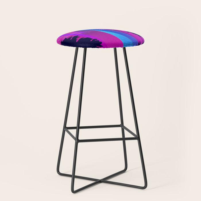 Synthwave Neon City #15: Vice city Stool Gallery Image 1