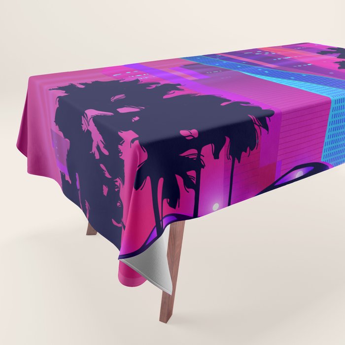 Synthwave Neon City #15: Vice city Tablecloth Gallery Image 1