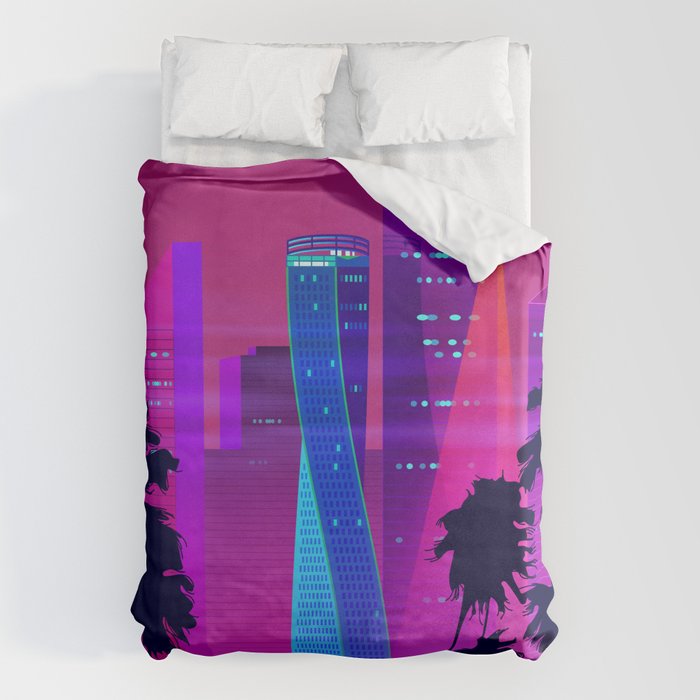Synthwave Neon City #15: Vice city Duvet Cover Gallery Image 6