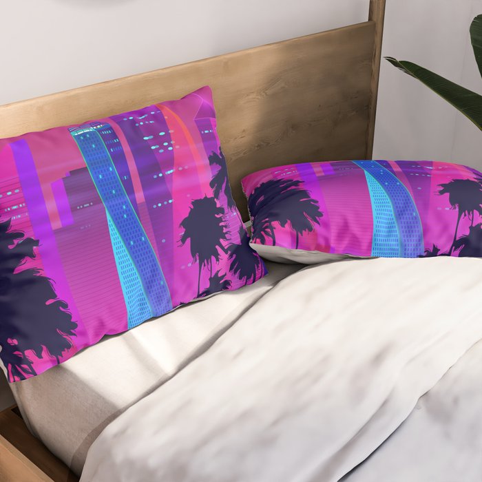 Synthwave Neon City #15: Vice city Pillow Sham Gallery Image 2