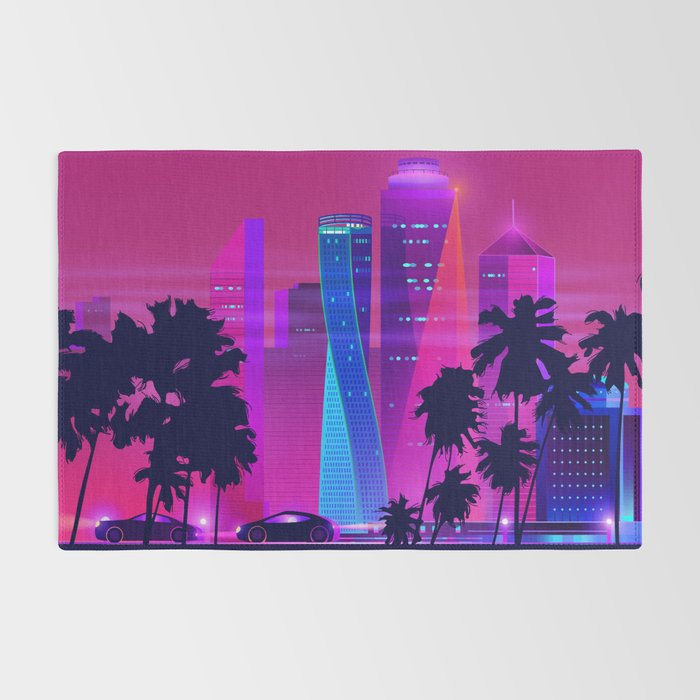 Synthwave Neon City #15: Vice city Rug Gallery Image 2