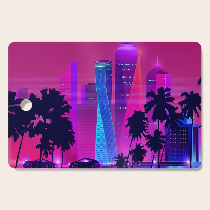 Synthwave Neon City #15: Vice city Cutting Board Gallery Image 1