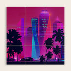 Synthwave Neon City #15: Vice city Wood Wall Art Gallery Image 1