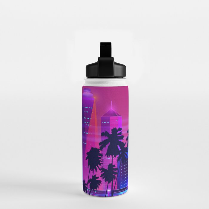 Synthwave Neon City #15: Vice city Water Bottle Gallery Image 2