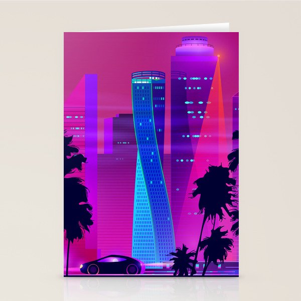 Synthwave Neon City #15: Vice city Stationery Card Gallery Image 2