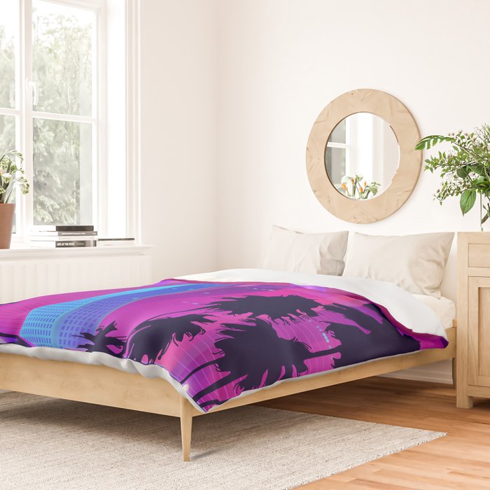 Synthwave Neon City #15: Vice city Duvet Cover Gallery Image 2