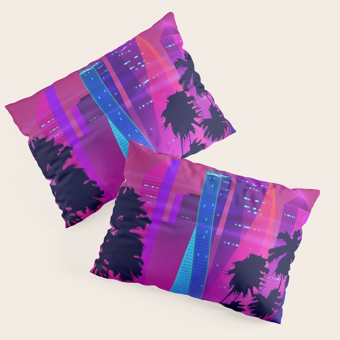 Synthwave Neon City #15: Vice city Pillow Sham Gallery Image 1