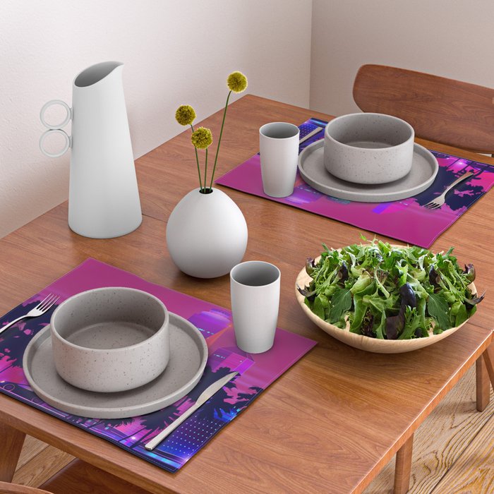 Synthwave Neon City #15: Vice city Placemat Gallery Image 2