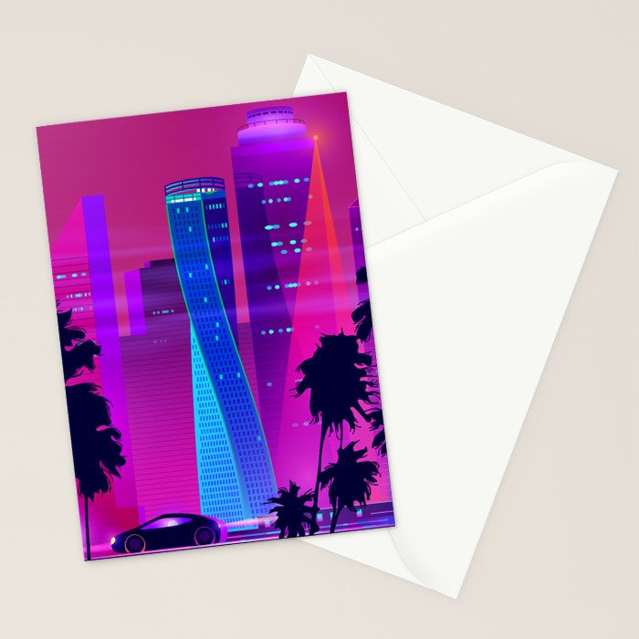 Synthwave Neon City #15: Vice city Stationery Card Gallery Image 2