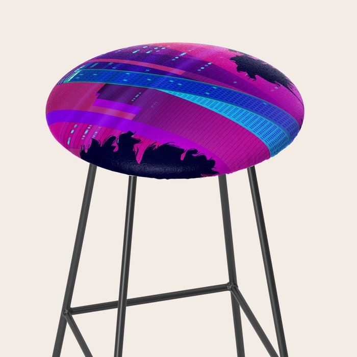 Synthwave Neon City #15: Vice city Stool Gallery Image 2