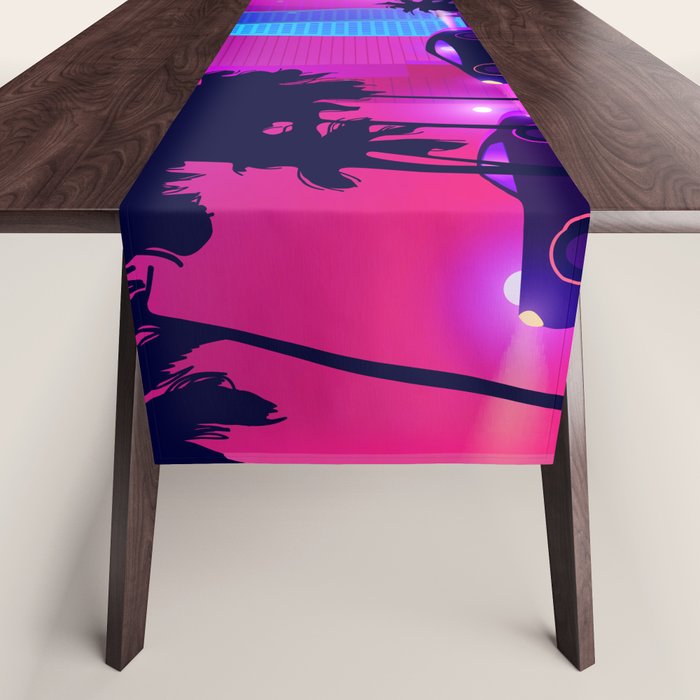 Synthwave Neon City #15: Vice city Table Runner Gallery Image 1