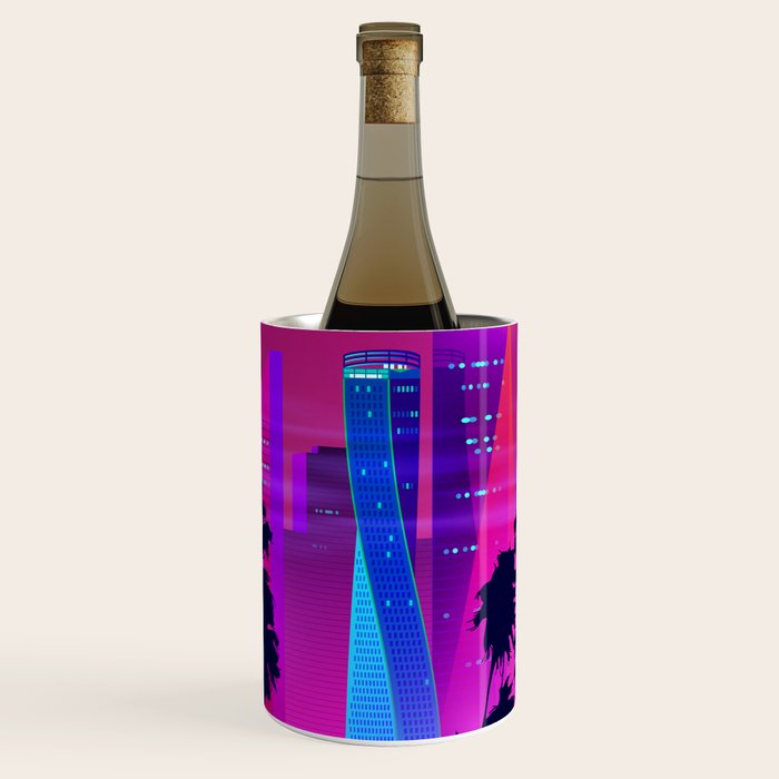 Synthwave Neon City #15: Vice city Wine Chiller Gallery Image 1