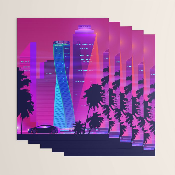 Synthwave Neon City #15: Vice city Wrapping Paper Gallery Image 3
