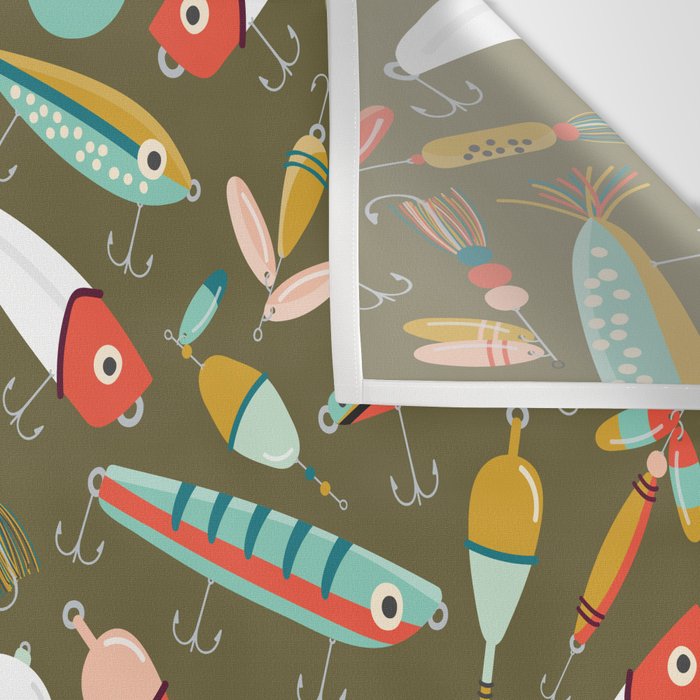 Fishing Lures Green Wall Tapestry Gallery Image 3