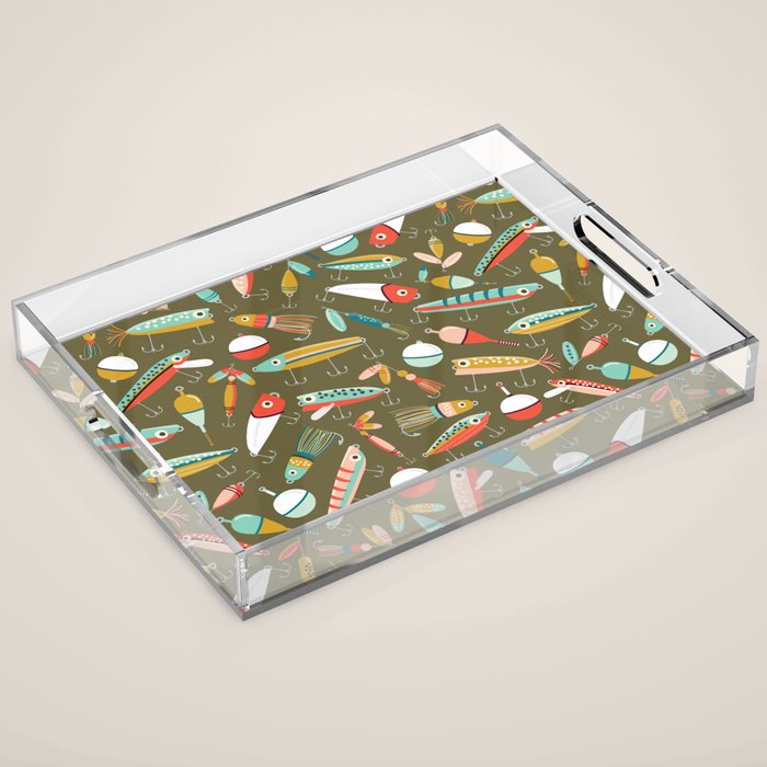 Fishing Lures Green Acrylic Tray Gallery Image 1