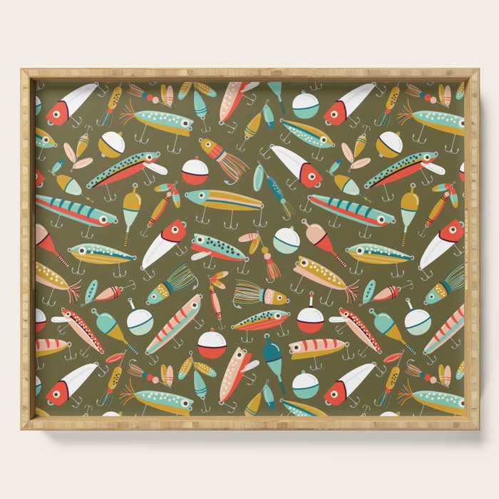 Fishing Lures Green Serving Tray Gallery Image 1