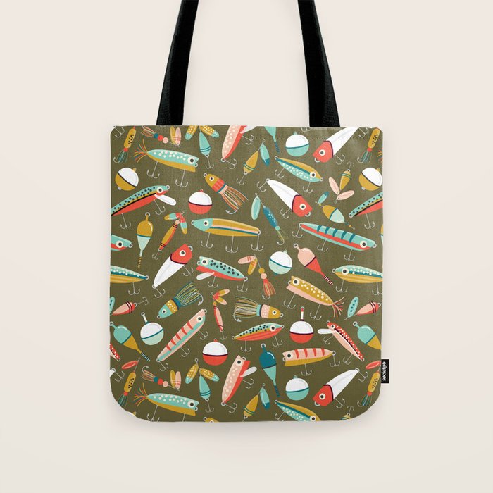 Fishing Lures Green Tote Bag Gallery Image 1