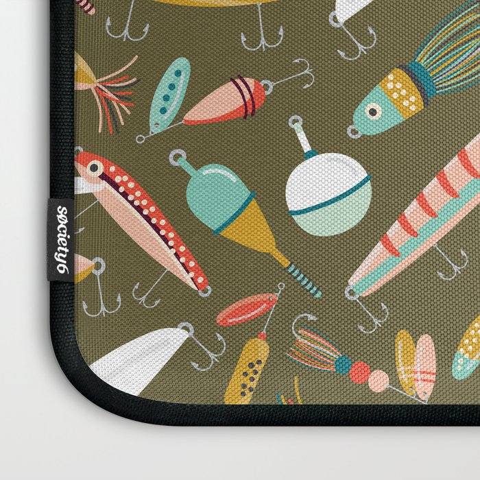 Fishing Lures Green Laptop Sleeve Gallery Image 3