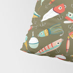 Fishing Lures Green Pillow Sham Gallery Image 4