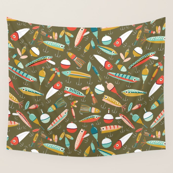 Fishing Lures Green Wall Tapestry Gallery Image 4