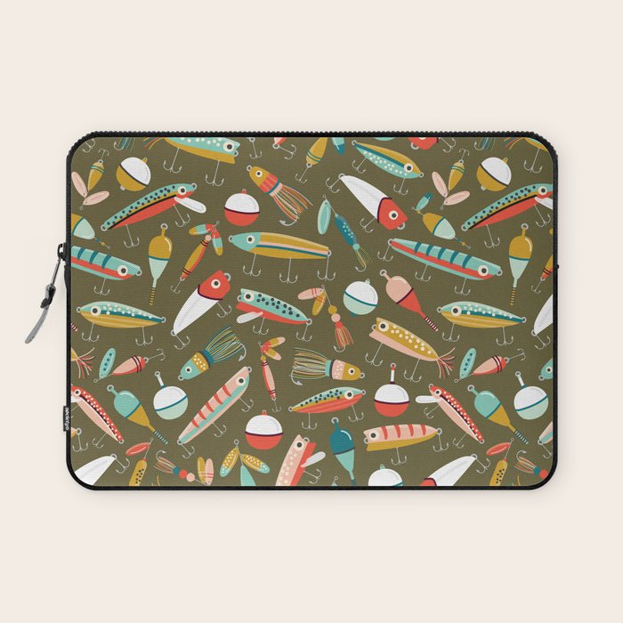 Fishing Lures Green Laptop Sleeve Gallery Image 1