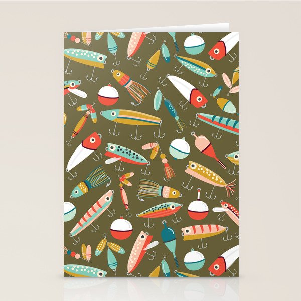 Fishing Lures Green Stationery Card Gallery Image 2