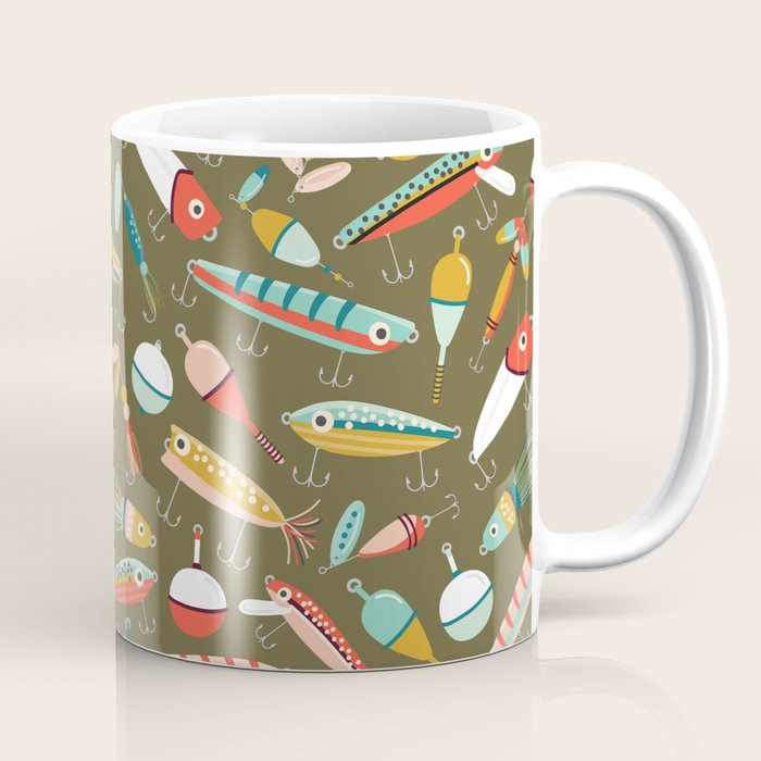 Fishing Lures Green Coffee Mug Gallery Image 1