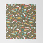 Fishing Lures Green Throw Blanket Gallery Image 2