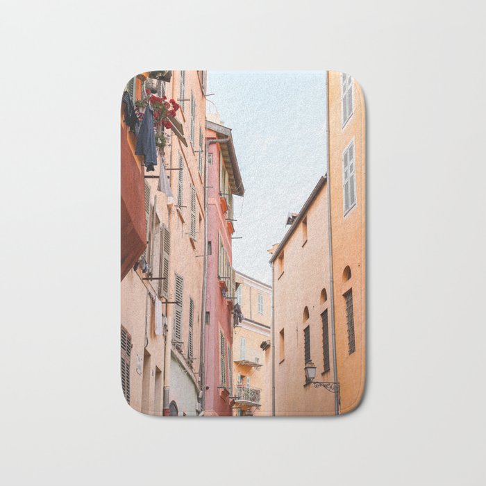 Colorful Street In Old Town Nice, France Photo | Architecture Of Europe Art Print | Digital Color Travel Photography Bath Mat Gallery Image 1
