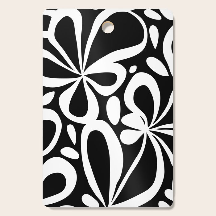 Abstract black and white flower art pattern Cutting Board Gallery Image 1