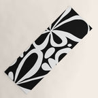 Abstract black and white flower art pattern Yoga Mat Gallery Image 1