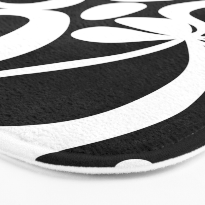 Abstract black and white flower art pattern Bath Mat Gallery Image 3