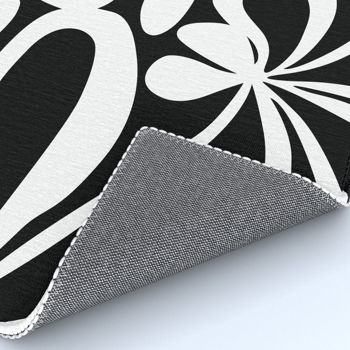 Abstract black and white flower art pattern Rug Gallery Image 4