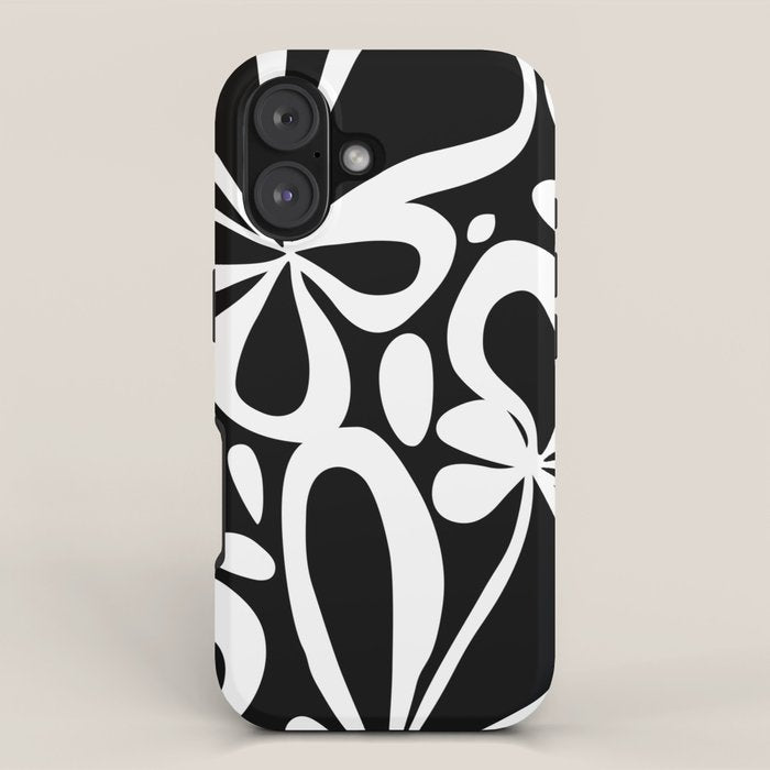 Abstract black and white flower art pattern iPhone Case Gallery Image 1