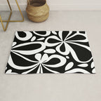 Abstract black and white flower art pattern Rug Gallery Image 1