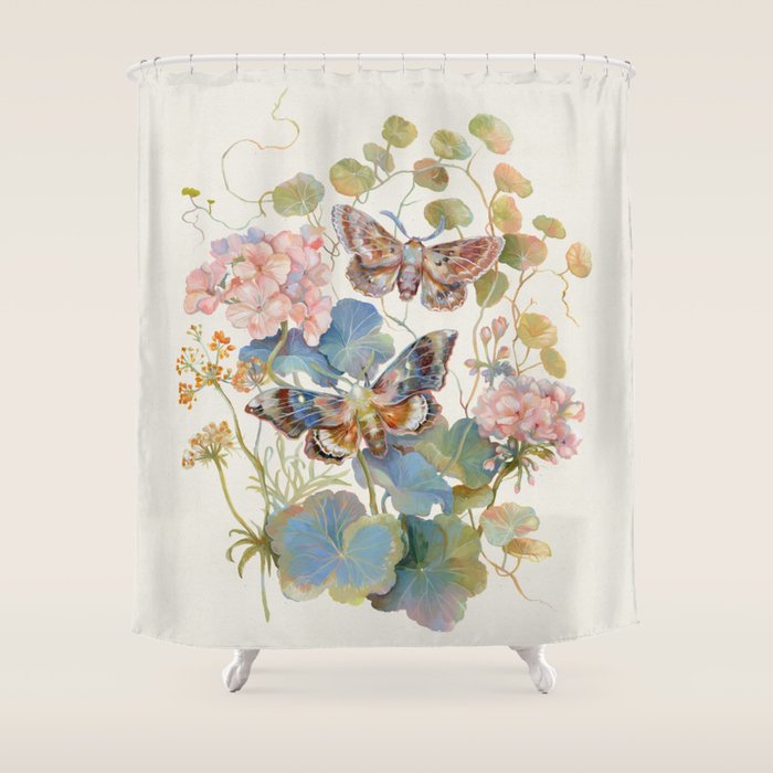 Geranium Moths Shower Curtain Gallery Image 1