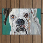 White Boxer Dog Painting Outdoor Rug Gallery Image 1