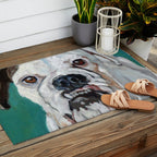 White Boxer Dog Painting Outdoor Rug Gallery Image 2