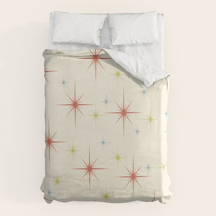 Mid Century Modern Stars 1950s Colors Duvet Cover Gallery Image 1