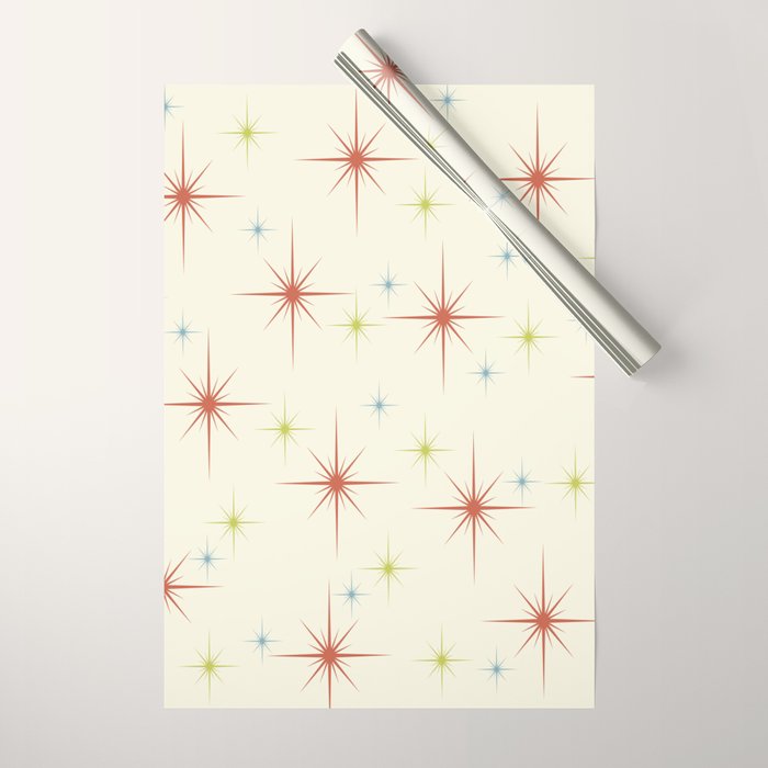 Mid Century Modern Stars 1950s Colors Wrapping Paper Gallery Image 1
