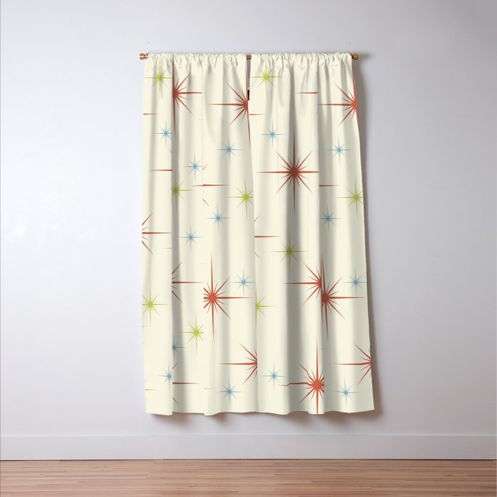 Mid Century Modern Stars 1950s Colors Window Curtain Gallery Image 3