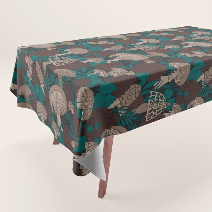 Moody Mushrooms and Pinecones Tablecloth Gallery Image 1