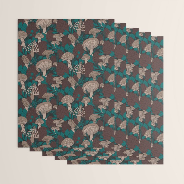 Moody Mushrooms and Pinecones Wrapping Paper Gallery Image 3