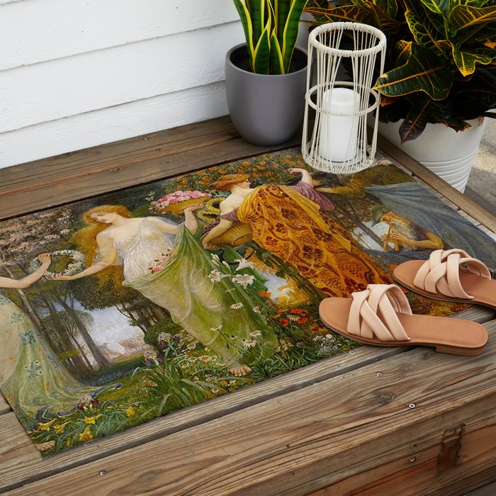 A Masque of Four Seasons by Walter Crane Outdoor Rug Gallery Image 2