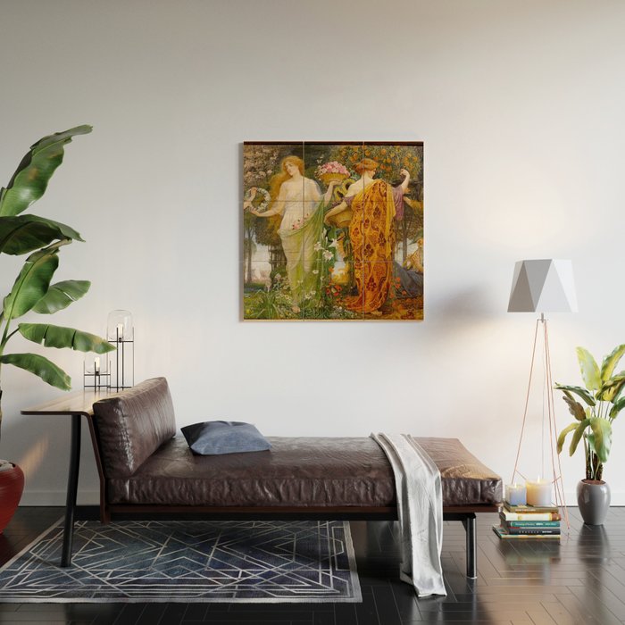 A Masque of Four Seasons by Walter Crane Wood Wall Art Gallery Image 2